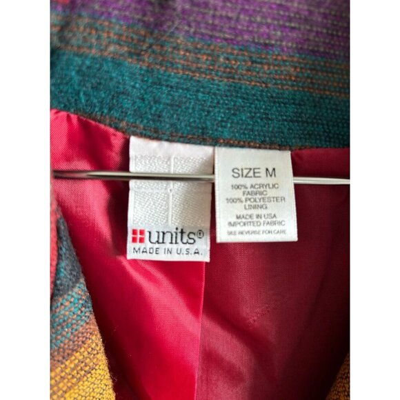 UNITS Womens Vintage 80s Southwestern Aztec Boho Wool Blazer Jacket Size M - Picture 11 of 11